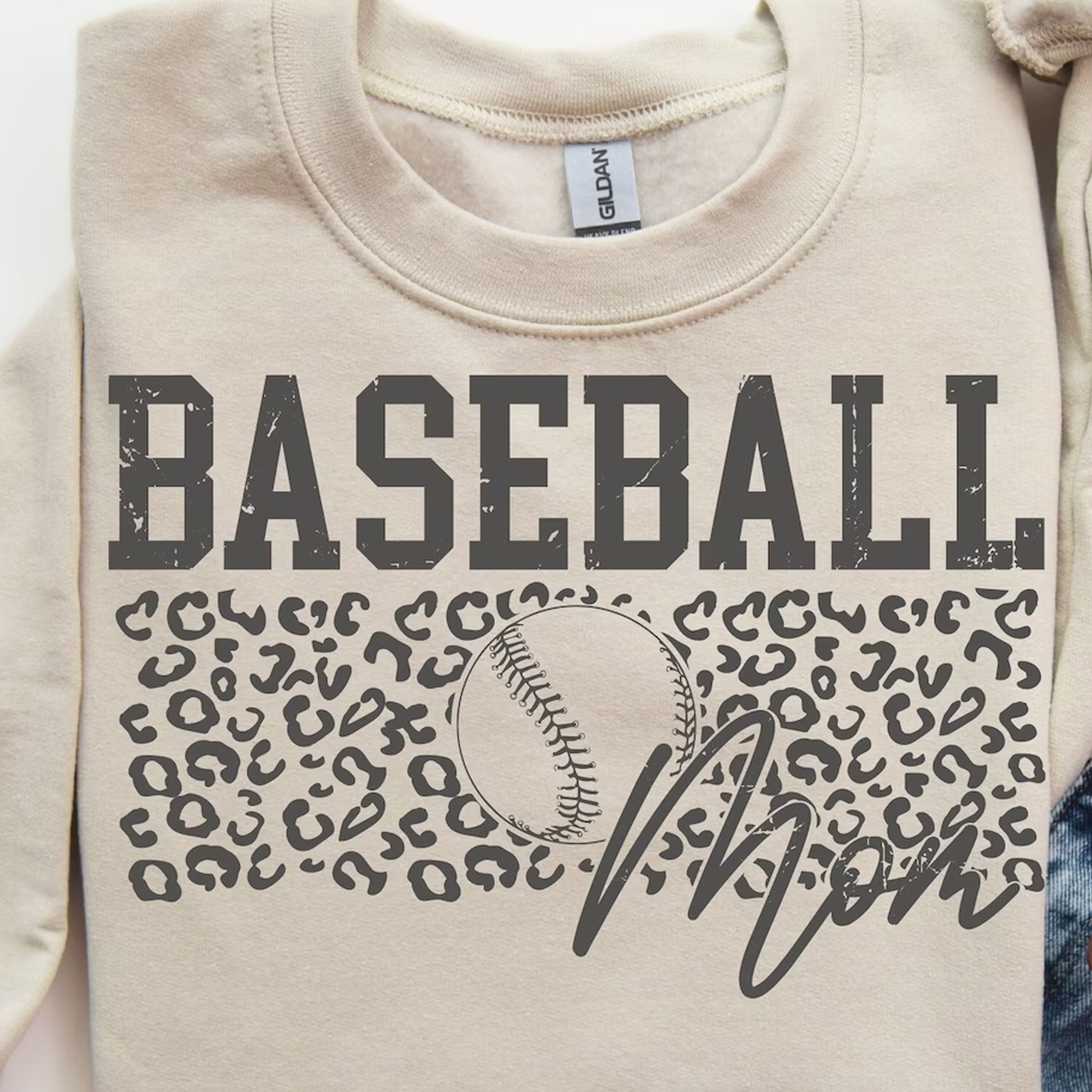 Baseball Mom leopard sweatshirt