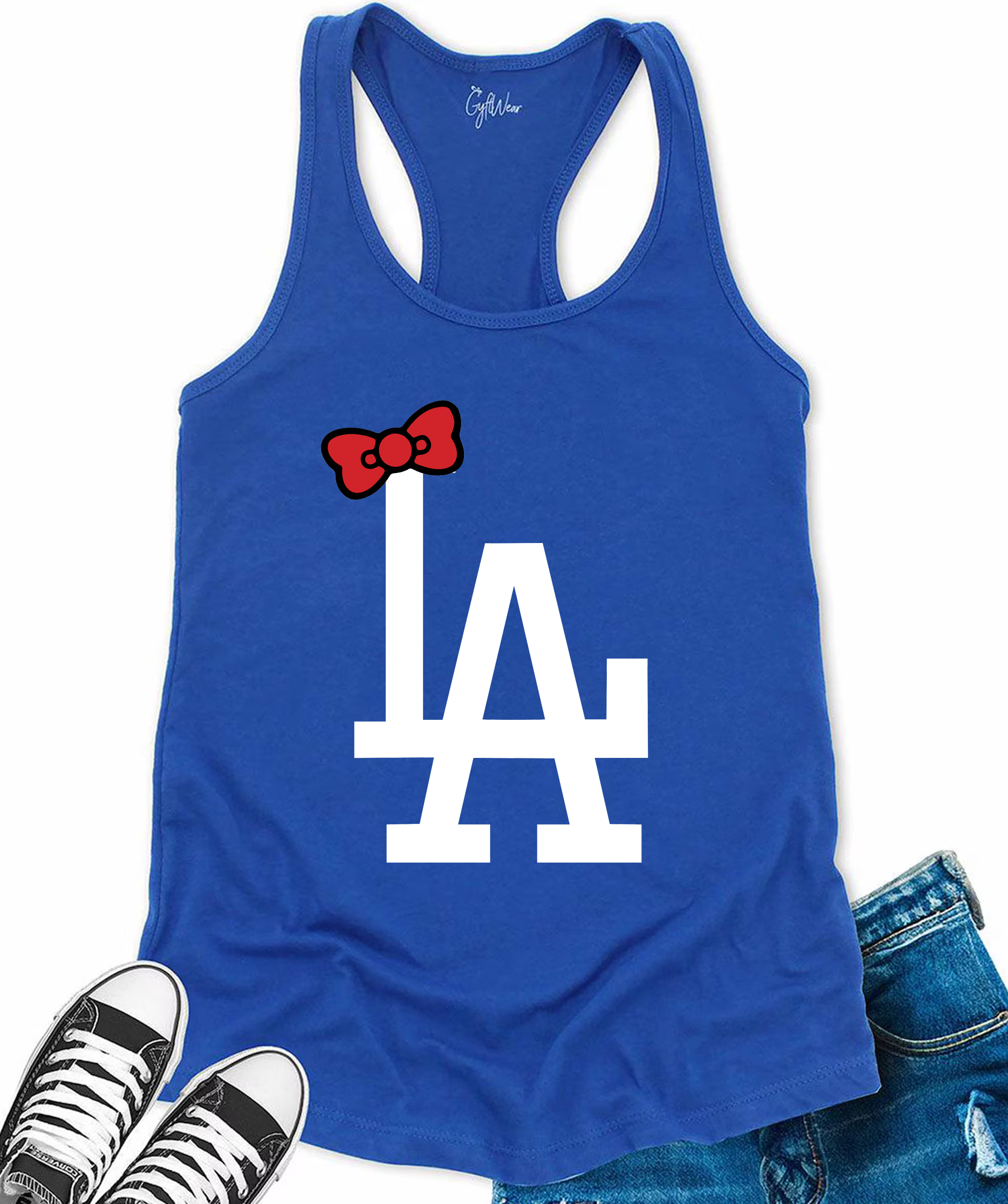 LA Kitty bow dodgers tank