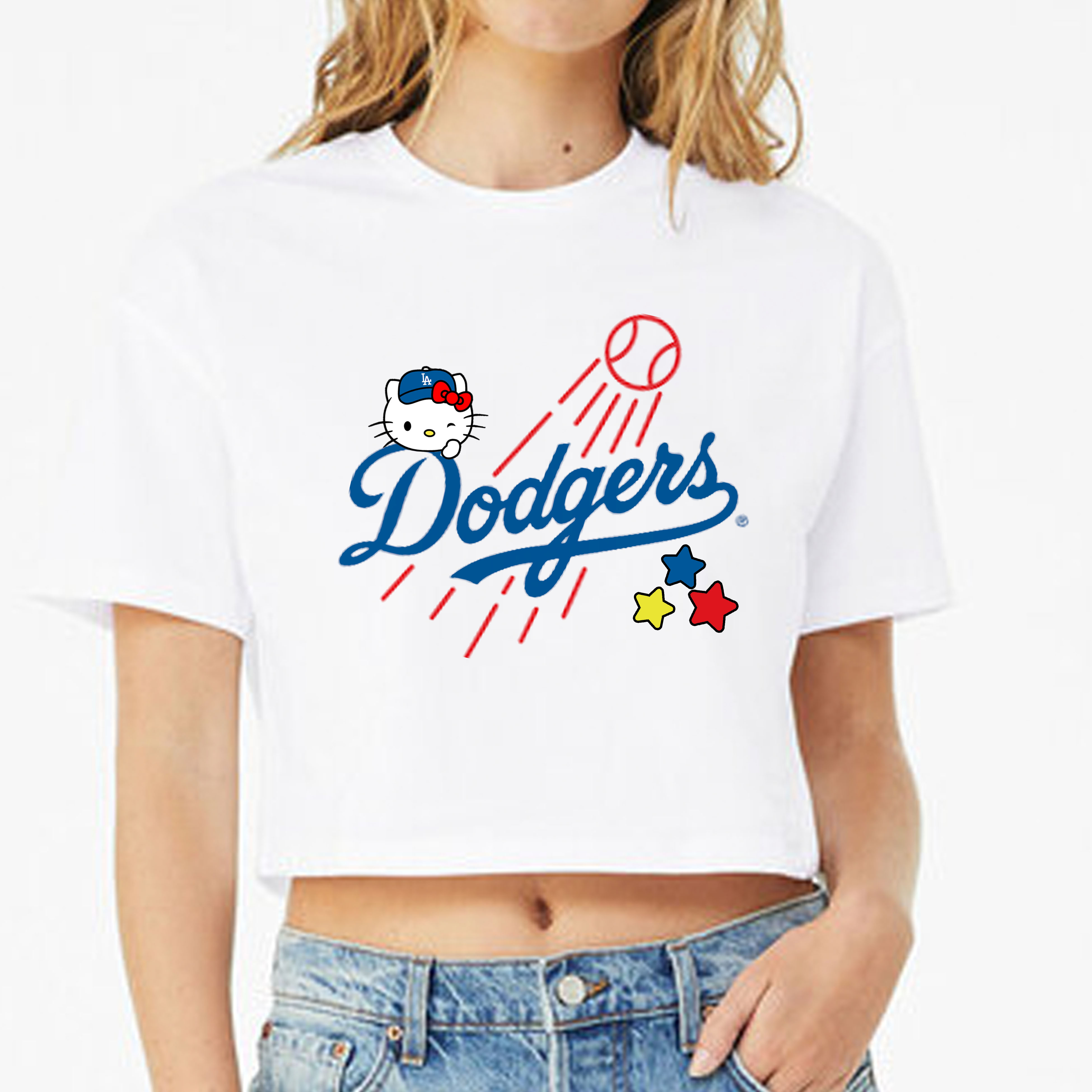 Hello Kitty Dodgers crop top