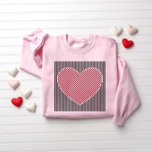 Retro Valentines Heart Sweatshirt, Cute Love Sweatshirt - Image 3