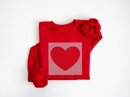Retro Valentines Heart Sweatshirt, Cute Love Sweatshirt - Image 4