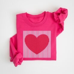 Alternative view of Retro Valentines Heart Sweatshirt, Cute Love Sweatshirt