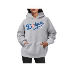 Alternative view of Dodgers Baseball Heart Hooded Sweatshirt, unisex sizing