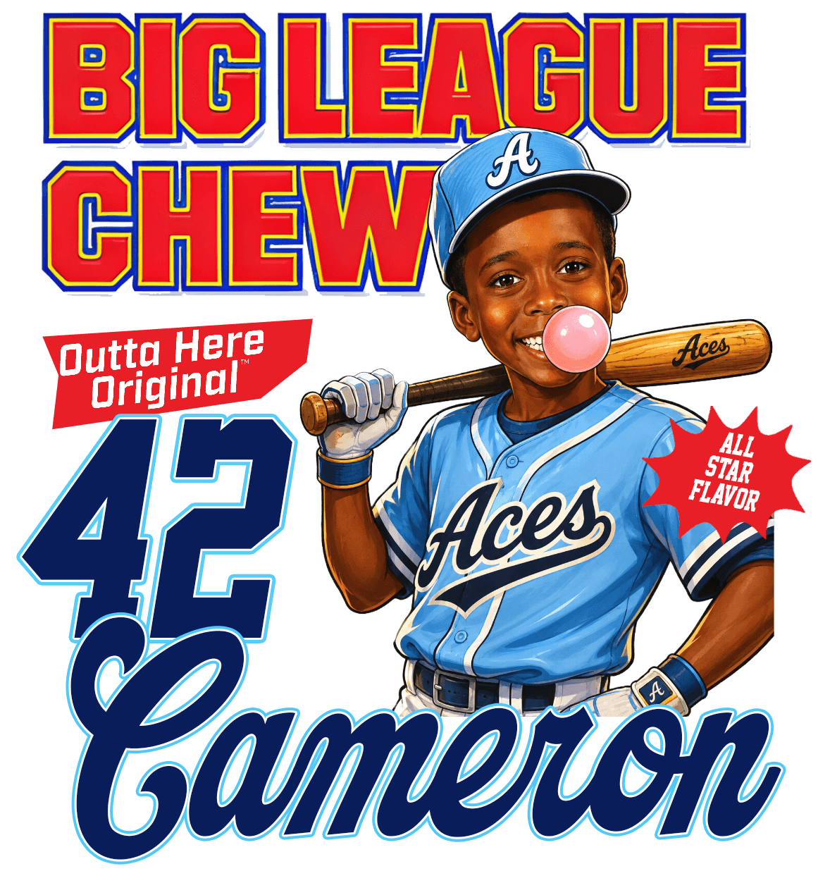 Personalized 'Big League Chew' baseball /softball unisex t-shirt - Image 4